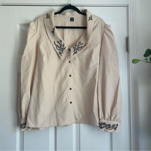 SHEIN button up western style embroidered top